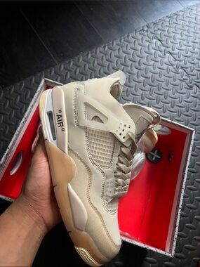 Cream High-Top Sneaker with 'AIR' Midsole Accent